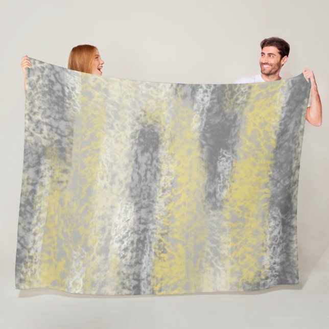 Abstract Soft Hues Grey Yellow Fleece Blanket (In Situ)