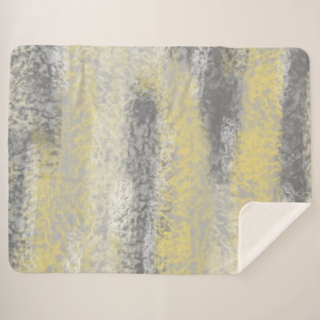 Abstract Soft Hues Grey Yellow Sherpa Blanket (Front (Horizontal))