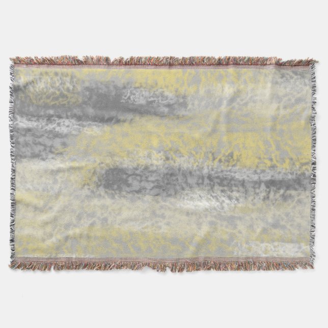 Abstract Soft Hues Grey Yellow Throw Blanket (Front)