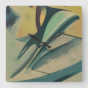 Abstract soft strokes square wall clock