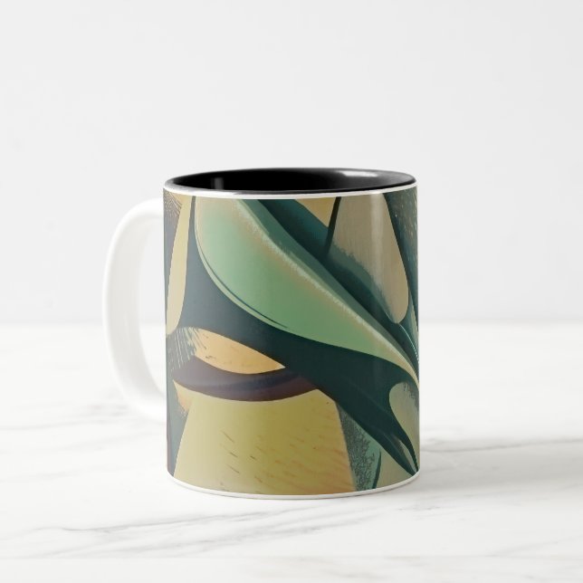 Abstract soft strokes Two-Tone coffee mug (Front Left)