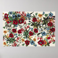 Abstract solid flowers arrangement, all over desig