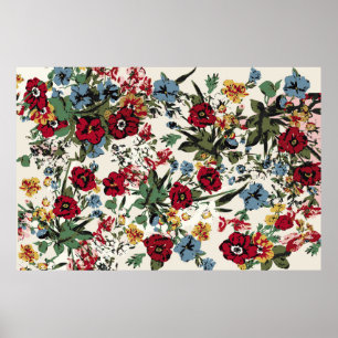 Abstract solid flowers arrangement, all over desig poster