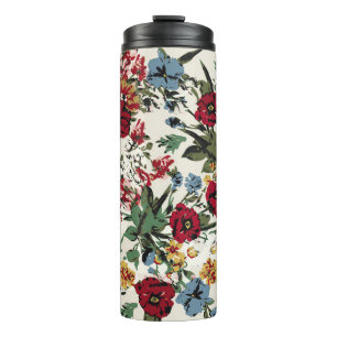 Abstract solid flowers arrangement, all over desig thermal tumbler