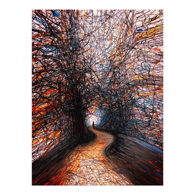 Abstract Solitude Road – Colourful Tree Pathway Photo Print (Front)