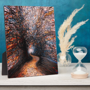 Abstract Solitude Road – Colourful Tree Pathway Plaque