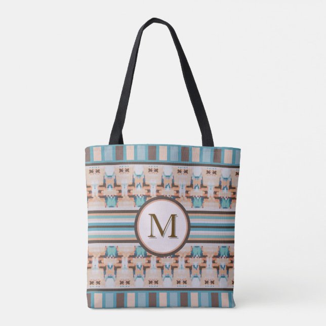 Abstract Southwest Blue and Brown Tote Bag (Back)