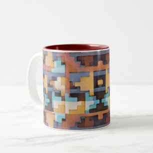 Abstract Southwest Inspired Earth Tones Two-Tone Coffee Mug