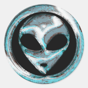 Abstract Space Alien Head Classic Round Sticker