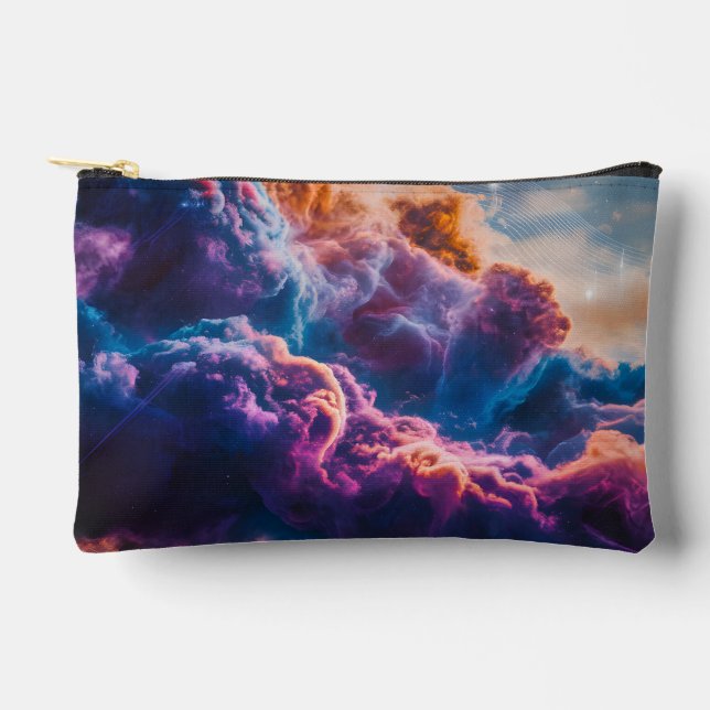 Abstract Space Nebula Art - Colorful Cosmic Accessory Pouch (Front)