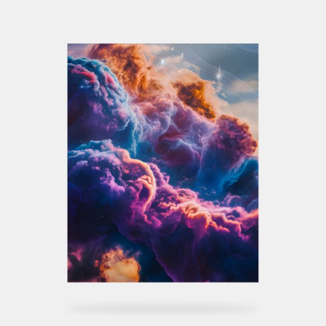 Abstract Space Nebula Art - Colorful Cosmic Acrylic Sign (Front)