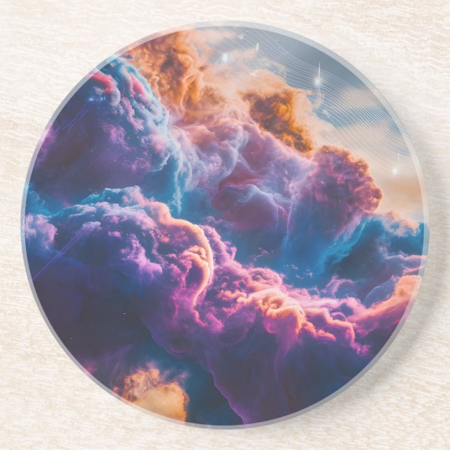 Abstract Space Nebula Art - Colorful Cosmic Coaster (Front)