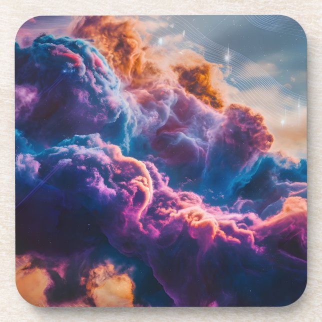 Abstract Space Nebula Art - Colorful Cosmic Coaster (Front)