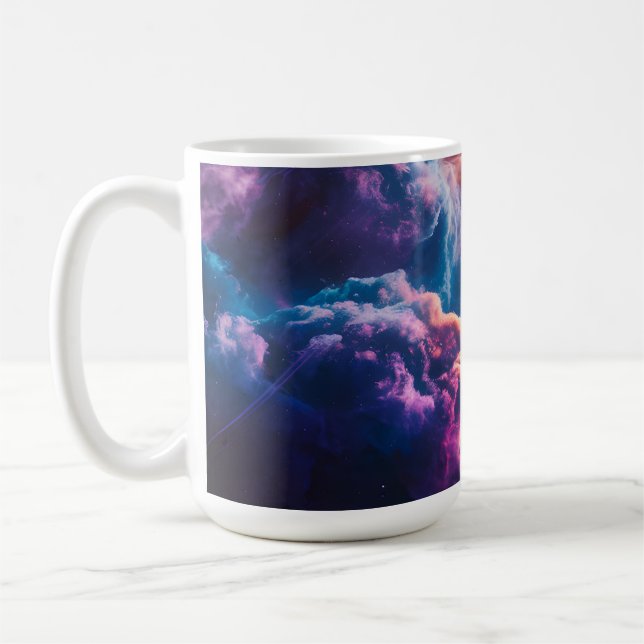 Abstract Space Nebula Art - Colorful Cosmic Coffee Mug (Left)