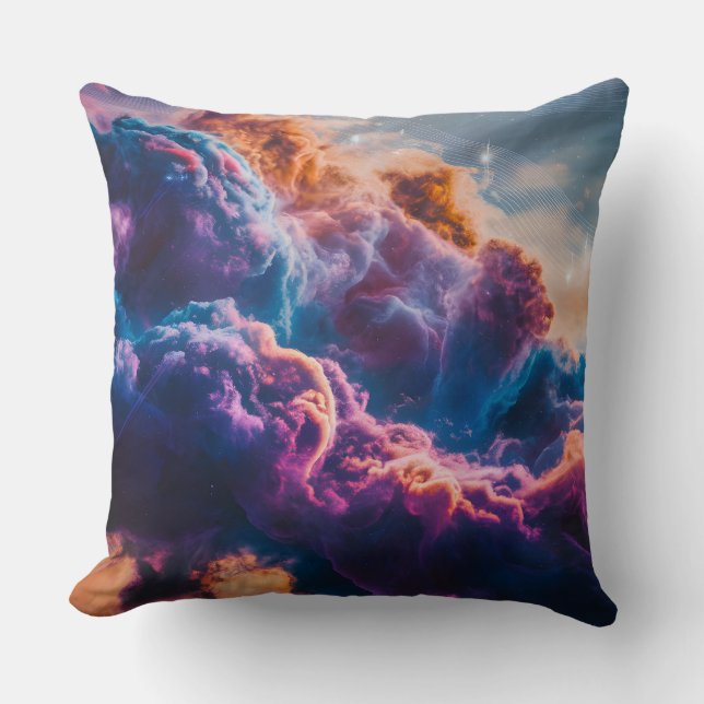 Abstract Space Nebula Art - Colorful Cosmic Cushion (Front)