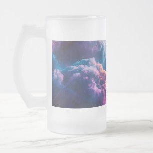 Abstract Space Nebula Art - Colorful Cosmic Frosted Glass Beer Mug