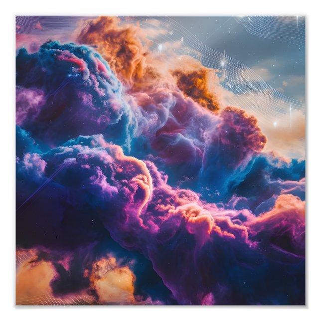 Abstract Space Nebula Art - Colorful Cosmic Photo Print (Front)
