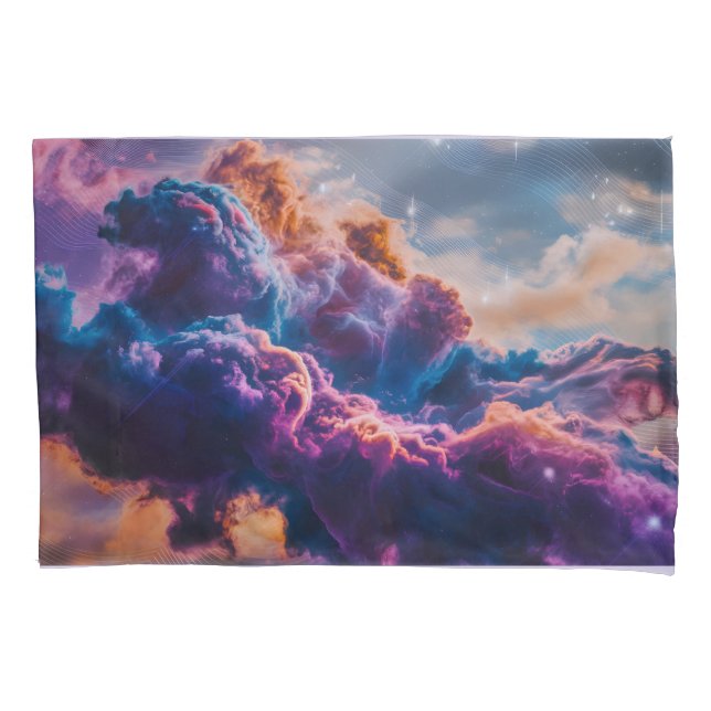 Abstract Space Nebula Art - Colorful Cosmic Pillowcase (Front-Left)