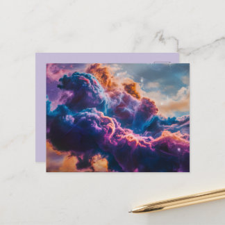 Abstract Space Nebula Art - Colorful Cosmic Postcard