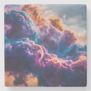 Abstract Space Nebula Art - Colorful Cosmic Stone Coaster