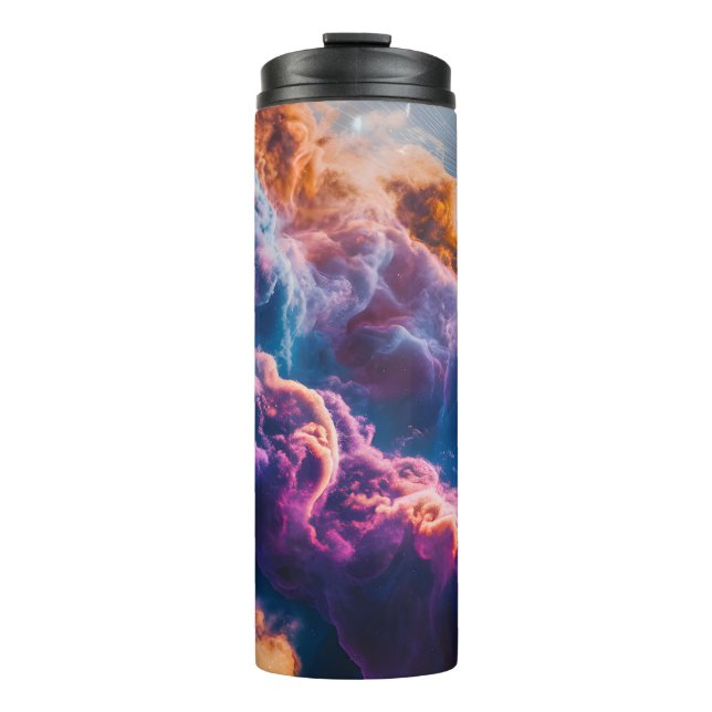 Abstract Space Nebula Art - Colorful Cosmic Thermal Tumbler (Front)