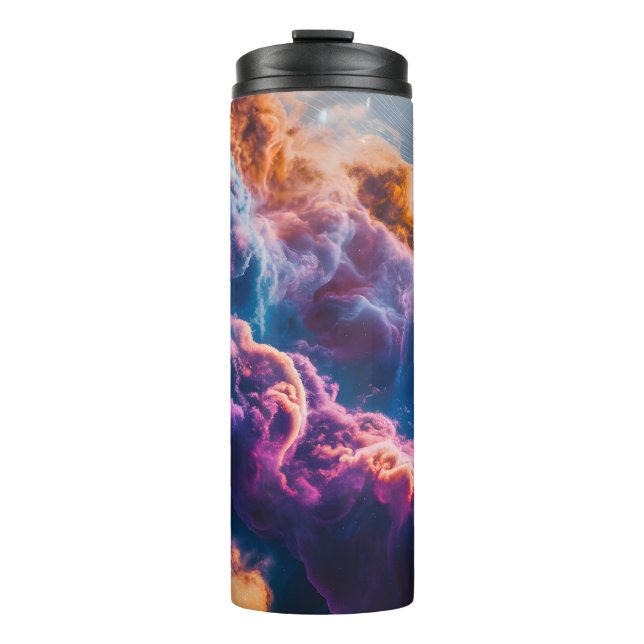 Abstract Space Nebula Art - Colorful Cosmic Thermal Tumbler (Front)