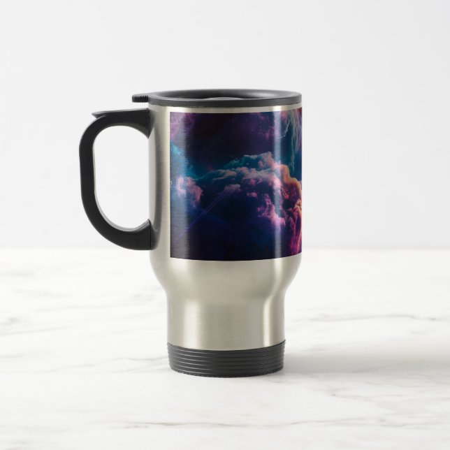 Abstract Space Nebula Art - Colorful Cosmic Travel Mug (Left)