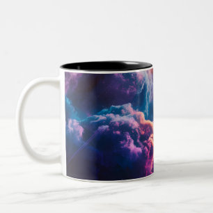 Abstract Space Nebula Art - Colorful Cosmic Two-Tone Coffee Mug