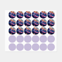 Abstract Space Nebula Art - Colorful Labels