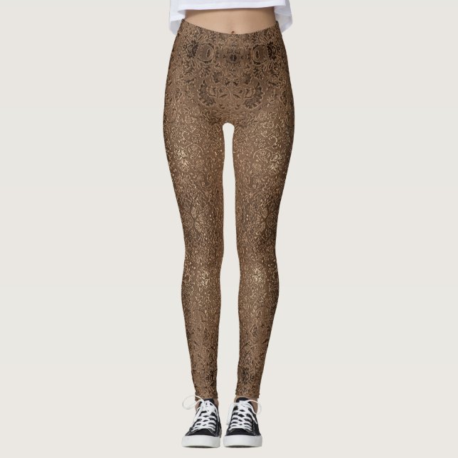 Abstract sparkle brown light beautiful samples leggings (Front)