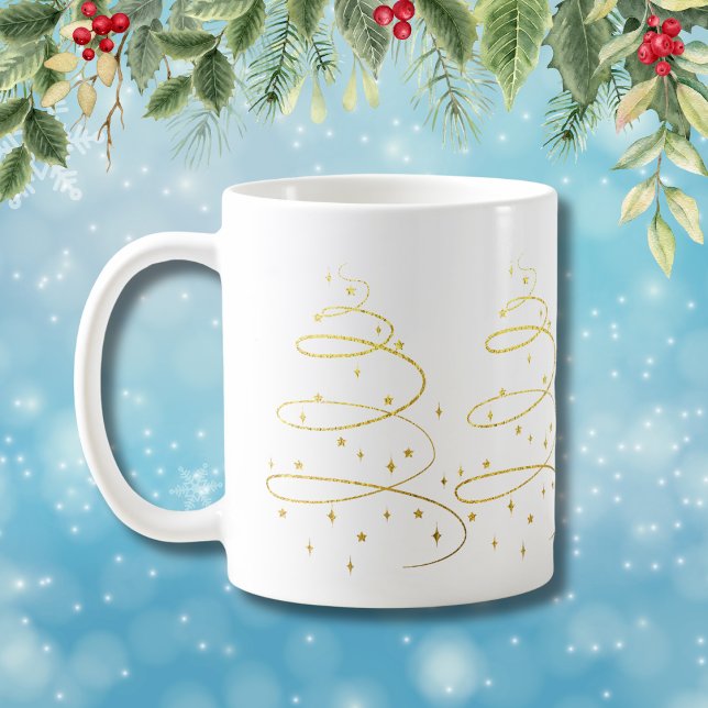 Abstract Sparkling Gold Christmas Tree Coffee Mug (Creator Uploaded)