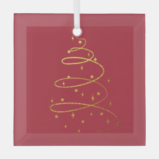 Abstract Sparkling Gold Christmas Tree Glass Tree Decoration