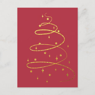 Abstract Sparkling Gold Christmas Tree Holiday Postcard