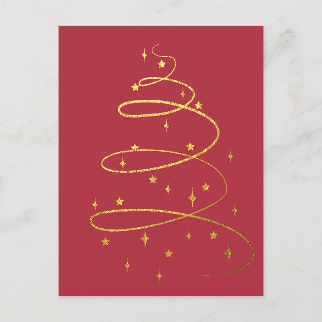 Abstract Sparkling Gold Christmas Tree Holiday Postcard (Front)