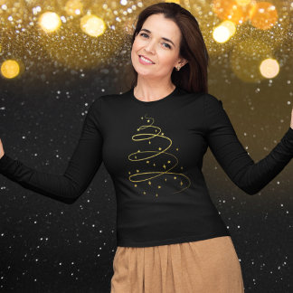 Abstract Sparkling Gold Christmas Tree T-Shirt