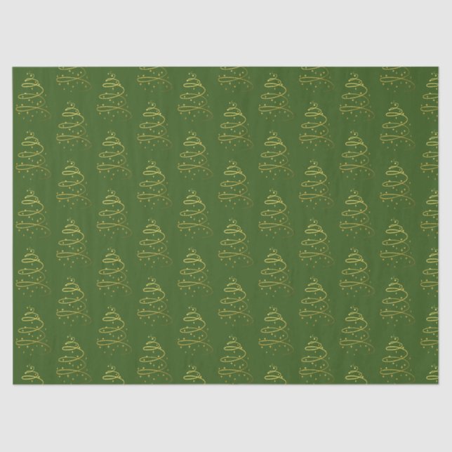 Abstract Sparkling Gold, Green Christmas Tree Tissue Paper (Front)