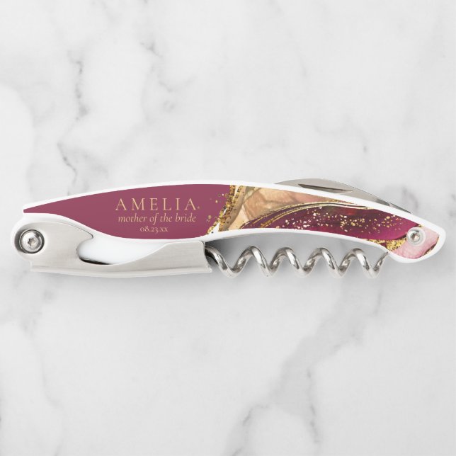 Abstract Sparkling Wedding Party Wine Red ID1018 Corkscrew (Front)