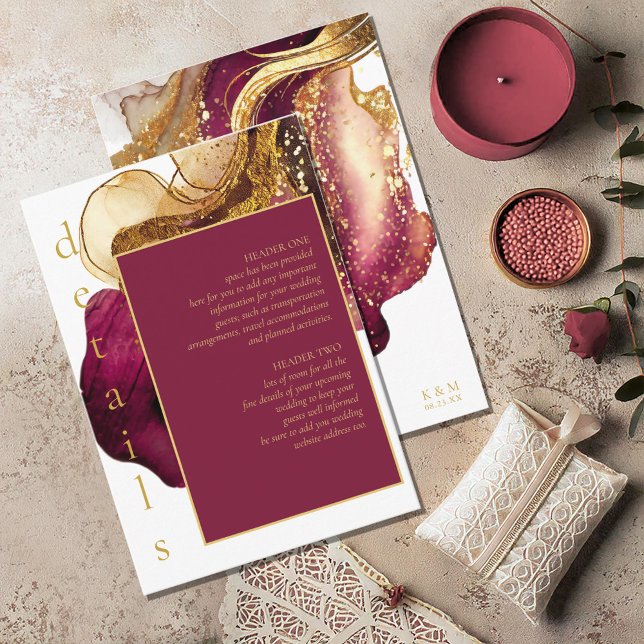 Abstract Sparkling Wedding Wine Red ID1018 Enclosure Card (Creator Uploaded)