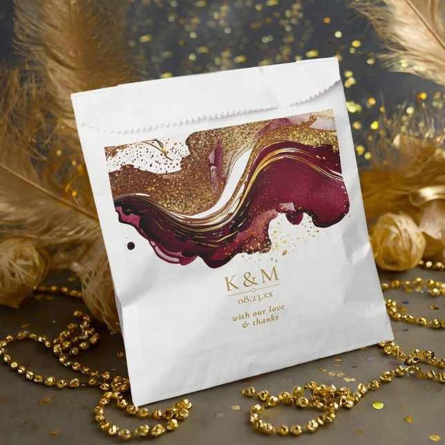 Abstract Sparkling Wedding Wine Red ID1018 Favour Bags (Creator Uploaded)