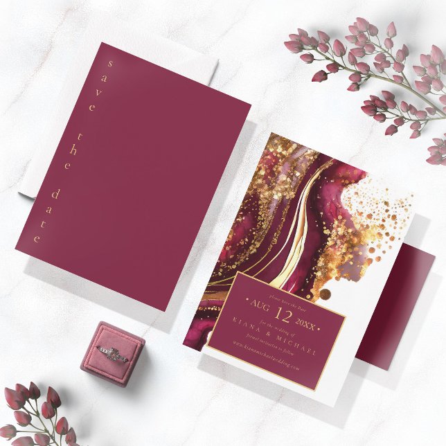 Abstract Sparkling Wedding Wine Red ID1018 Save The Date (Creator Uploaded)