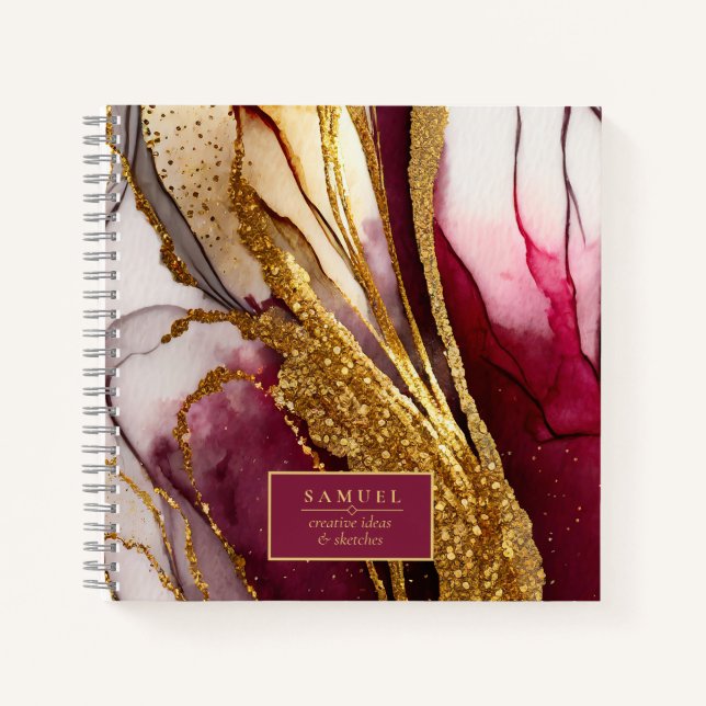 Abstract Sparkling Wine Red ID1018 Notebook (Front)