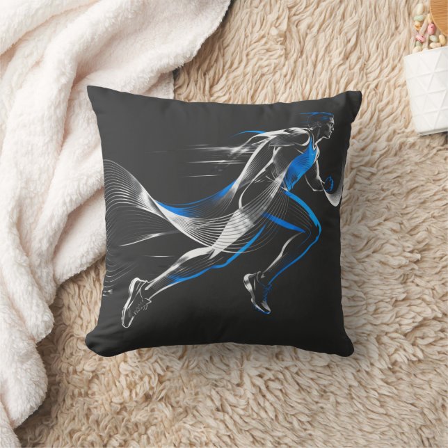 Abstract Speed Runner Athletic Motion Art Design Cushion (Blanket)