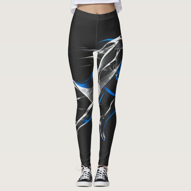 Abstract Speed Runner Athletic Motion Art Design Leggings (Front)