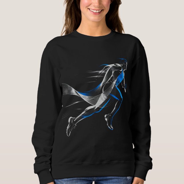 Abstract Speed Runner Athletic Motion Art Design Sweatshirt (Front)