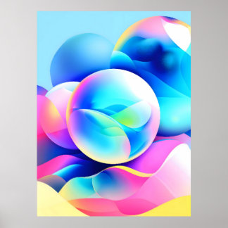 Abstract Spheres: Colourful Modern Art Design Poster