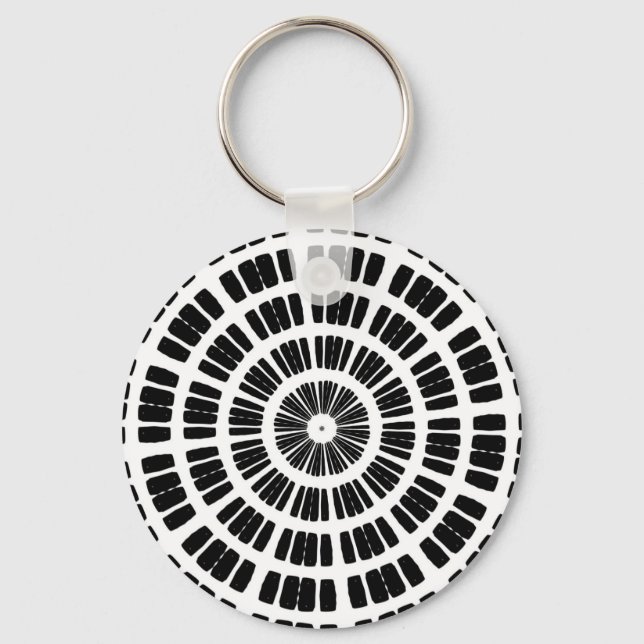 abstract spider web concentric pattern key ring (Front)