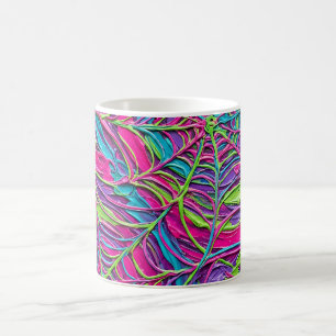 Abstract Spider Web Lace Neon Vibrant Coffee Mug