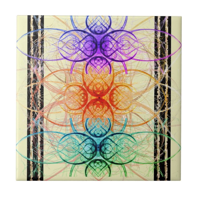 Abstract spidery pattern in purple and red tile (Front)