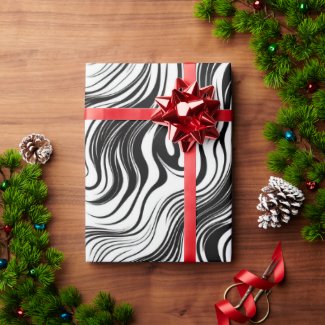 Abstract Spiral Art Black & White Swirling Ink