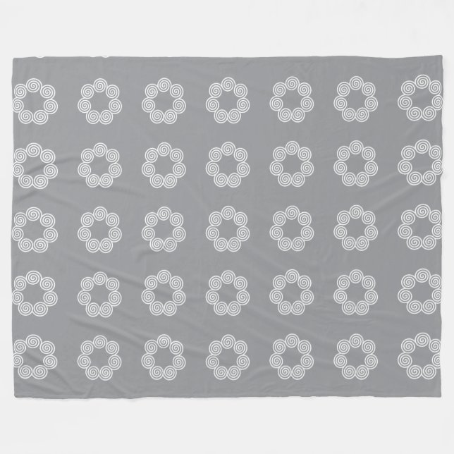 Abstract Spiral Circle Pattern on Grey Fleece Blanket (Front (Horizontal))